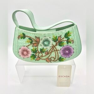 An elegant Escada, hand-sewn, embroidered handbag, using high quality 100% silk.